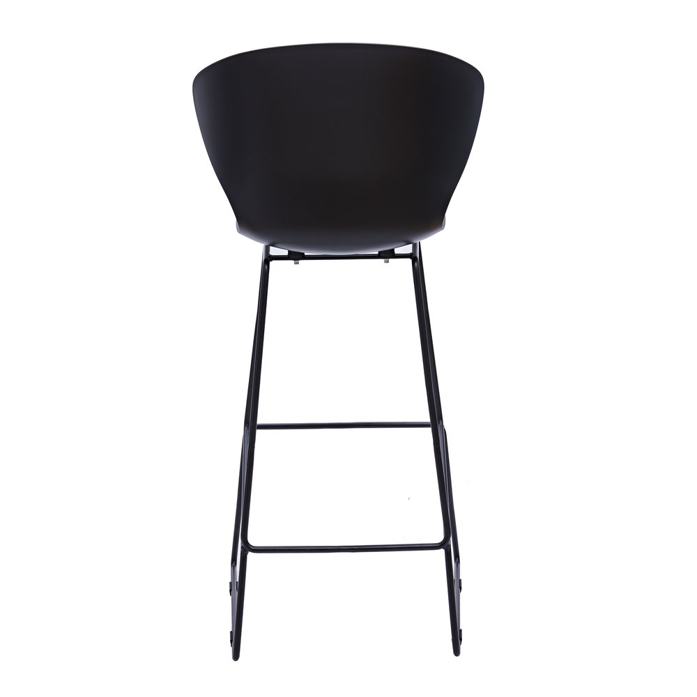 Set of Two 30" Black Heavy Duty Plastic and Metal Low Back Bar Height Bar Chairs