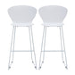 Set of Two 30" White and Silver Heavy Duty Plastic and Metal Low Back Bar Height Bar Chairs