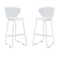 Set of Two 30" White and Silver Heavy Duty Plastic and Metal Low Back Bar Height Bar Chairs