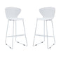 Set of Two 30" White and Silver Heavy Duty Plastic and Metal Low Back Bar Height Bar Chairs