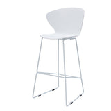 Set of Two 30" White and Silver Heavy Duty Plastic and Metal Low Back Bar Height Bar Chairs