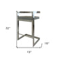 26" Gray and Silver Faux Leather and Metal Low Back Counter Height Bar Chair