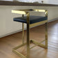 26" Black and Gold Faux Leather and Stainless Steel Low Back Counter Height Bar Chair