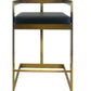 26" Black and Gold Faux Leather and Stainless Steel Low Back Counter Height Bar Chair