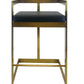 26" Black and Gold Faux Leather and Stainless Steel Low Back Counter Height Bar Chair