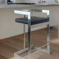 26" Black and Silver Faux Leather and Metal Low Back Counter Height Bar Chair
