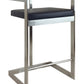 26" Black and Silver Faux Leather and Metal Low Back Counter Height Bar Chair