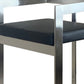 26" Black and Silver Faux Leather and Metal Low Back Counter Height Bar Chair
