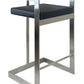 26" Black and Silver Faux Leather and Metal Low Back Counter Height Bar Chair