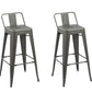 Set of Four 26" Dark Gray Steel and Metal Low Back Counter Height Bar Chairs