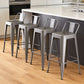 Set of Four 26" Dark Gray Steel and Metal Low Back Counter Height Bar Chairs