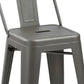 Set of Four 26" Dark Gray Steel and Metal Low Back Counter Height Bar Chairs