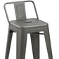 Set of Four 26" Dark Gray Steel and Metal Low Back Counter Height Bar Chairs