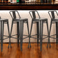 Set of Four 26" Black Steel and Metal Low Back Counter Height Bar Chairs