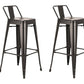 Set of Four 26" Black Steel and Metal Low Back Counter Height Bar Chairs