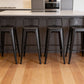 Set of Four 26" Black Steel and Metal Low Back Counter Height Bar Chairs