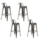 Set of Four 26" Black Steel and Metal Low Back Counter Height Bar Chairs