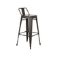 Set of Four 26" Black Steel and Metal Low Back Counter Height Bar Chairs