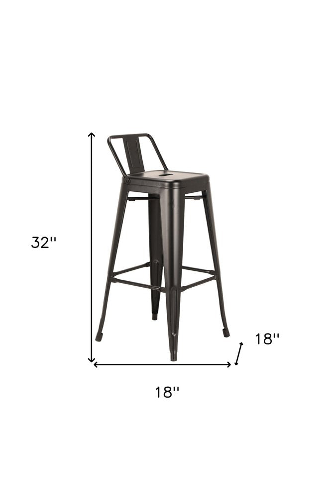 Set of Four 26" Black Steel and Metal Low Back Counter Height Bar Chairs