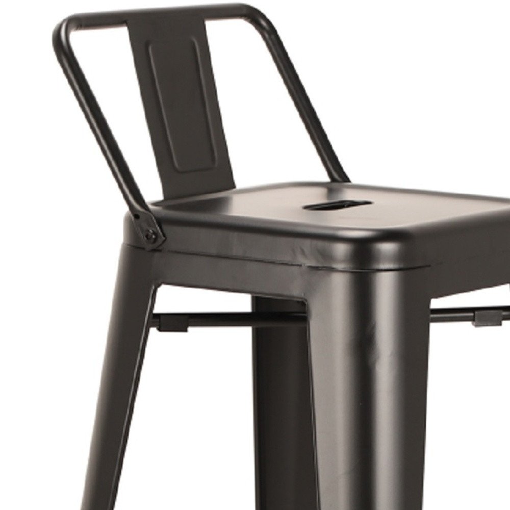 Set of Four 26" Black Steel and Metal Low Back Counter Height Bar Chairs