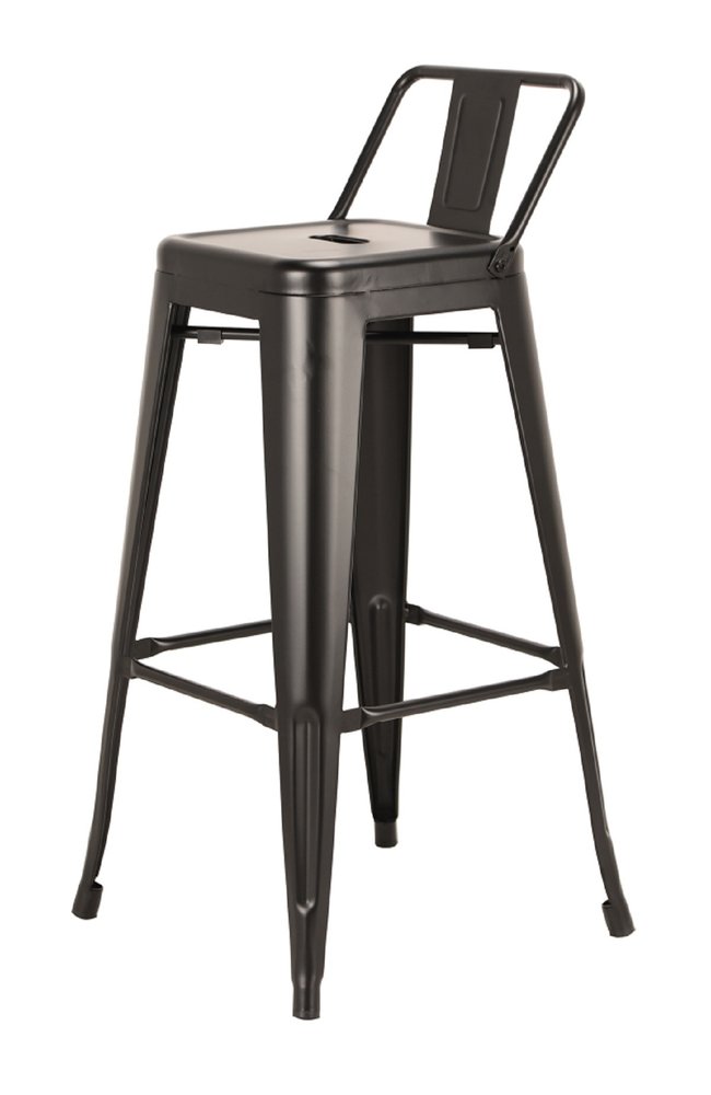 Set of Four 26" Black Steel and Metal Low Back Counter Height Bar Chairs