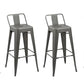 Set of Four 26" Gray Steel and Metal Low Back Counter Height Bar Chairs