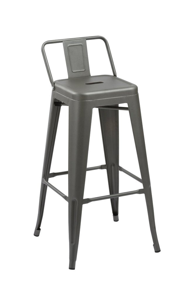 Set of Four 26" Gray Steel and Metal Low Back Counter Height Bar Chairs