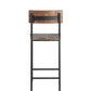 Set of Two 25" Brown and Black Solid Wood and Metal Counter Height Bar Chairs