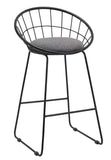 Set of Two 26" Gray and Black Fabric and Metal Low Back Counter Height Bar Chairs