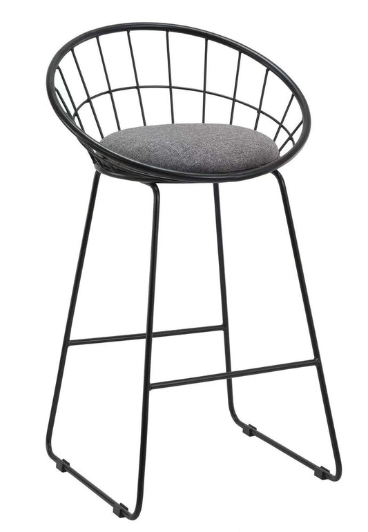 Set of Two 26" Gray and Black Fabric and Metal Low Back Counter Height Bar Chairs