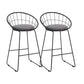 Set of Two 26" Gray and Black Fabric and Metal Low Back Counter Height Bar Chairs