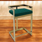 26" Green and Gold Velvet and Stainless Steel Backless Bar Height Bar Chair