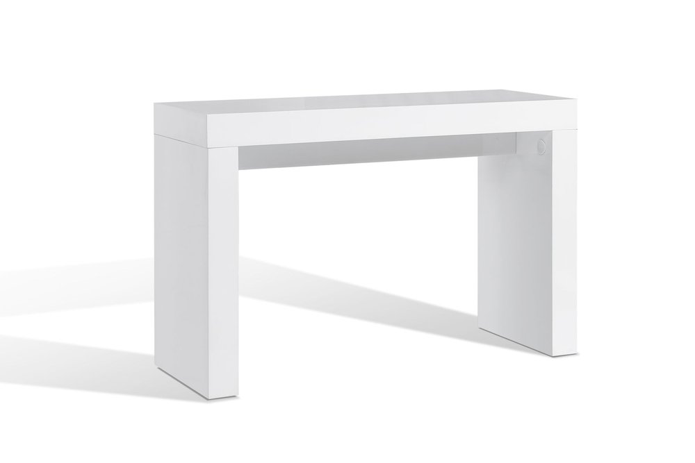 47" White Wood Block Console Table