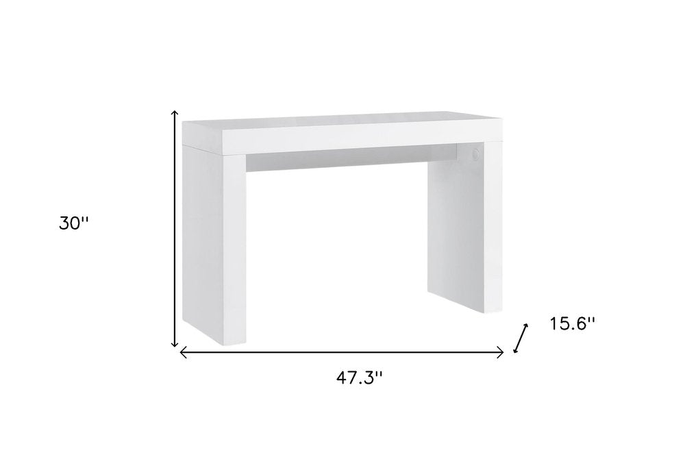 47" White Wood Block Console Table