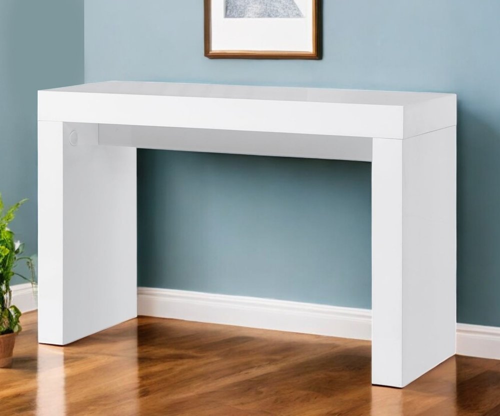 47" White Wood Block Console Table