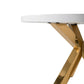 48" White and Gold Wood and Metal Cross Leg Base Round Top Dining Table