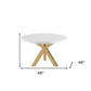 48" White and Gold Wood and Metal Cross Leg Base Round Top Dining Table