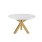 48" White and Gold Wood and Metal Cross Leg Base Round Top Dining Table