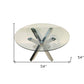 54" Clear and Silver Glass and Metal Cross Leg Base Round Top Dining Table