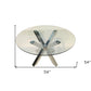 54" Clear and Silver Glass and Metal Cross Leg Base Round Top Dining Table