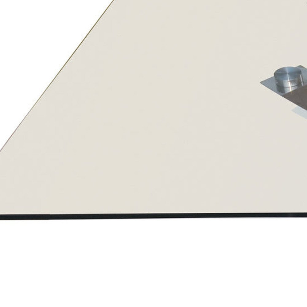 60" Clear and Silver Glass and Metal Cross Leg Base Square Dining Table