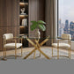 54" Clear and Gold Glass and Metal Cross Leg Base Round Top Dining Table