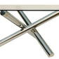 60" Clear and Silver Glass and Metal Cross Leg Base Square Dining Table