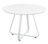 43" White Wood and Metal Sled Base Round Top Dining Table