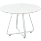 43" White Wood and Metal Sled Base Round Top Dining Table