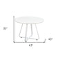 43" White Wood and Metal Sled Base Round Top Dining Table