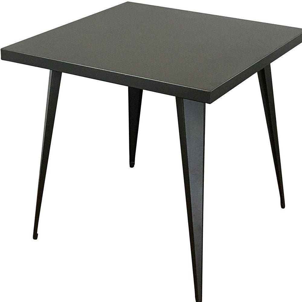 32" Gray Steel and Metal Square Dining Table