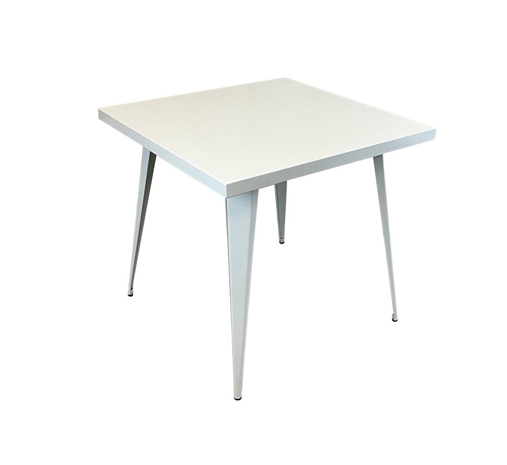 32" White Steel and Metal Square Dining Table