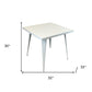 32" White Steel and Metal Square Dining Table
