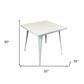 32" White Steel and Metal Square Dining Table